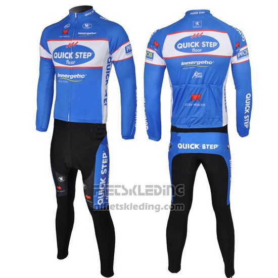 2010 Fietskleding Quick Step Floor Azuur Lange Mouwen en Koersbroek